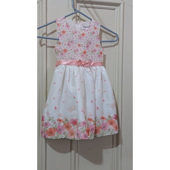Nanette 4T Floral Sleeveless Dress With Pink Bow & Button Back spring Easter - Picture 6 of 8